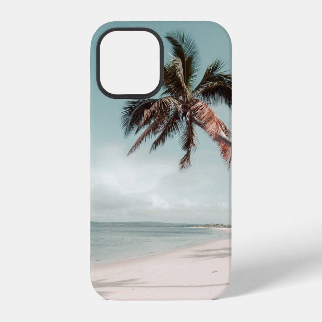 Beach beside coconut palm tree iPhone case (Back)