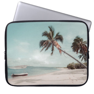 Beach beside coconut palm tree laptop sleeve