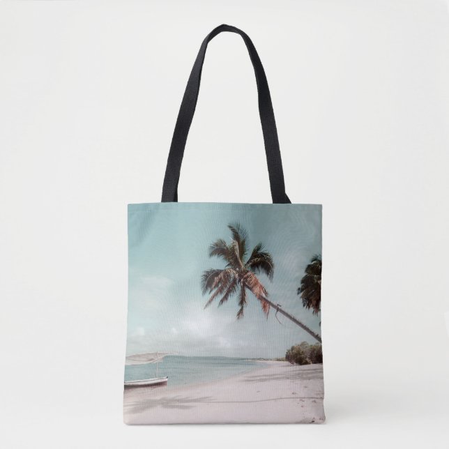 Beach beside coconut palm tree tote bag (Front)