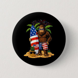 Beach Bigfoot Surf USA July 4th Patriotic 250 6 Cm Round Badge