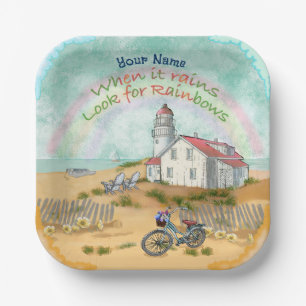 Beach Bike Lighthouse Paper Plate