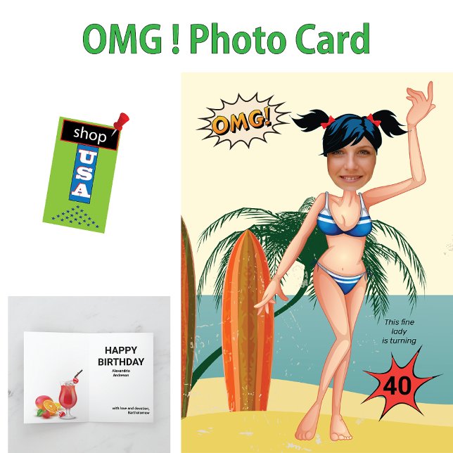 Beach Bikini 40th Birthday Womens New Funny  Card (Creator Uploaded)
