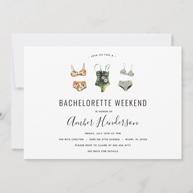 Beach Bikini Bachelorette Itinerary Invitation (Front)