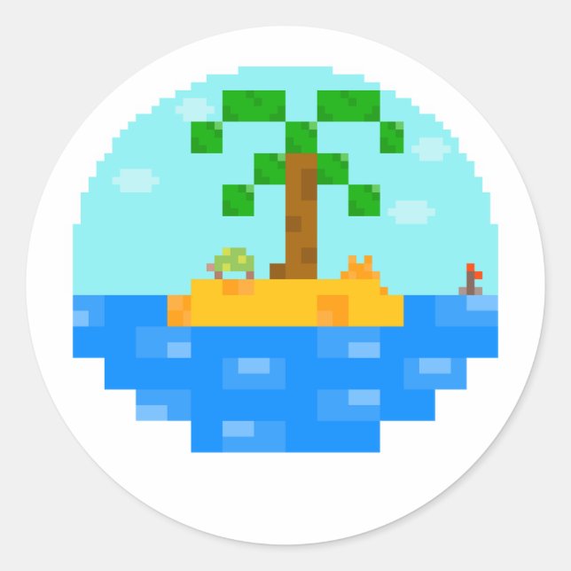 Beach Biome globe [Day] Classic Round Sticker (Front)
