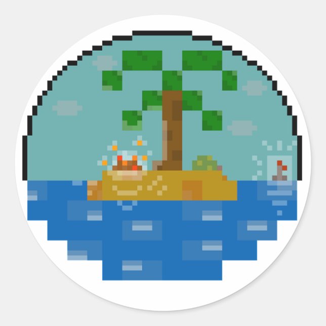 Beach Biome globe [Night] Classic Round Sticker (Front)