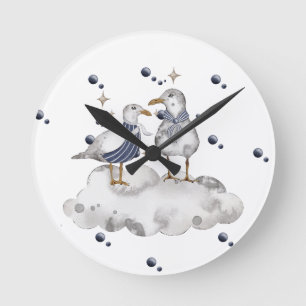 Beach Birds Round Clock