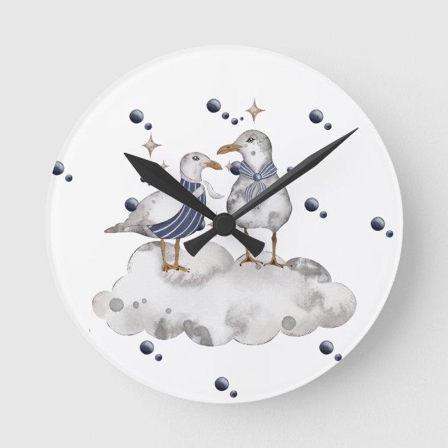 Beach Birds Round Clock (Front)