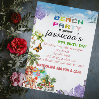 BEACH BIRTH DAY PARTY INVITATION