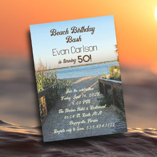 Beach Birthday Boardwalk Sand Unisex Party Invitation