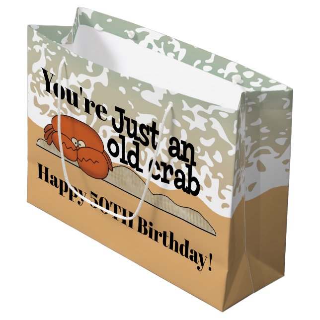 Beach Birthday crab add message and age bag (Front Angled)