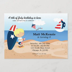 Beach Birthday Independence day party Invitation