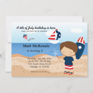 Beach Birthday Independence day party Invitation
