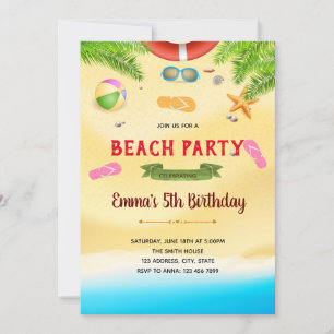 Beach Birthday Party Invitation card