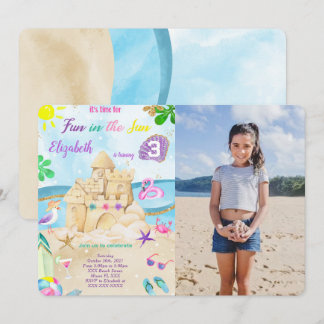 Beach Birthday Photo Invitations