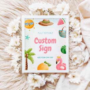 Beach Birthday Sign, Pool Party Sign