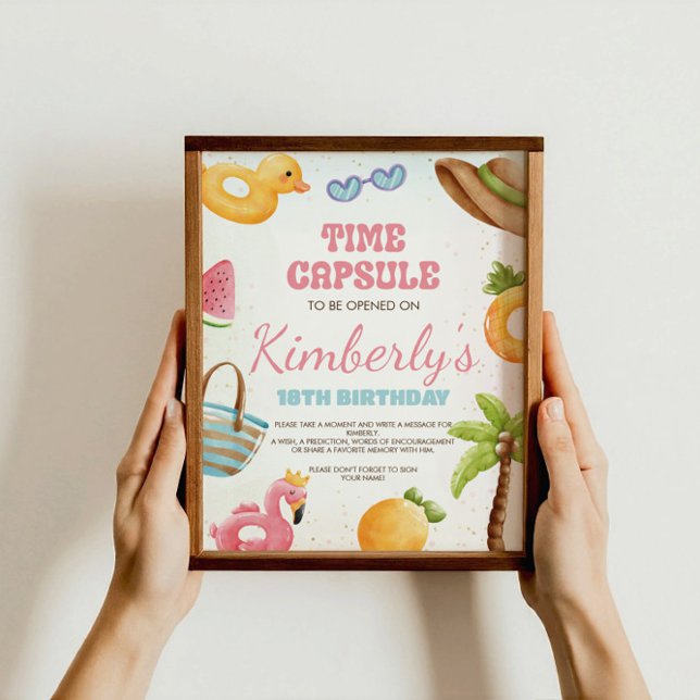 Beach Birthday Sign, Pool Party Time Capsule Sign (Creator Uploaded)