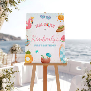 Beach Birthday Sign, Pool Party Welcome Sign