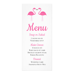 Beach Black Pink Flamingos Tropical Wedding Menu