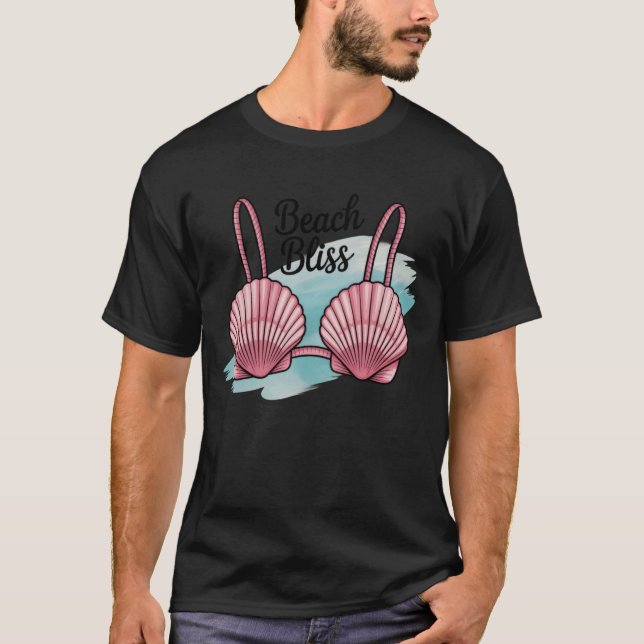 Beach Bliss Funny Cute Shell Bikini Summer T-Shirt (Front)
