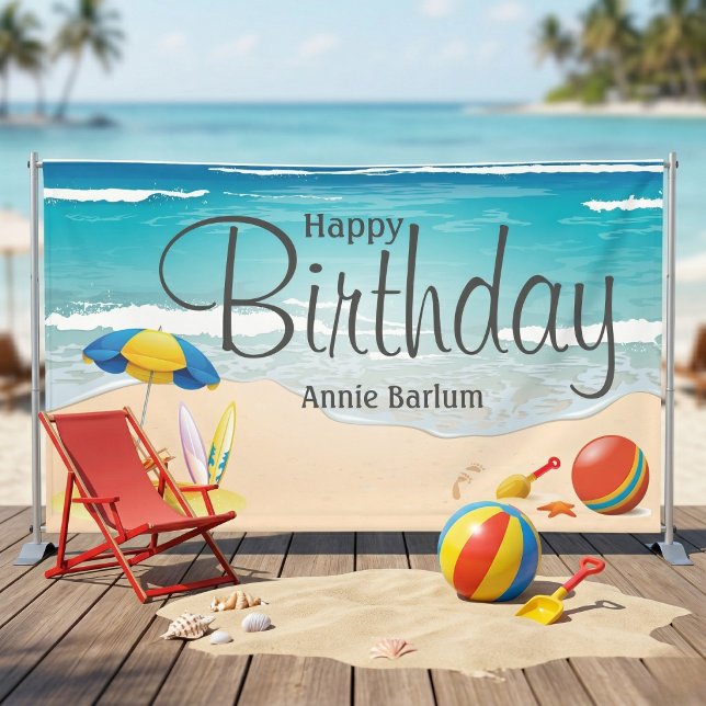  "Beach Bliss" Happy Birthday Banner  (A Shore Thing For Parties.)