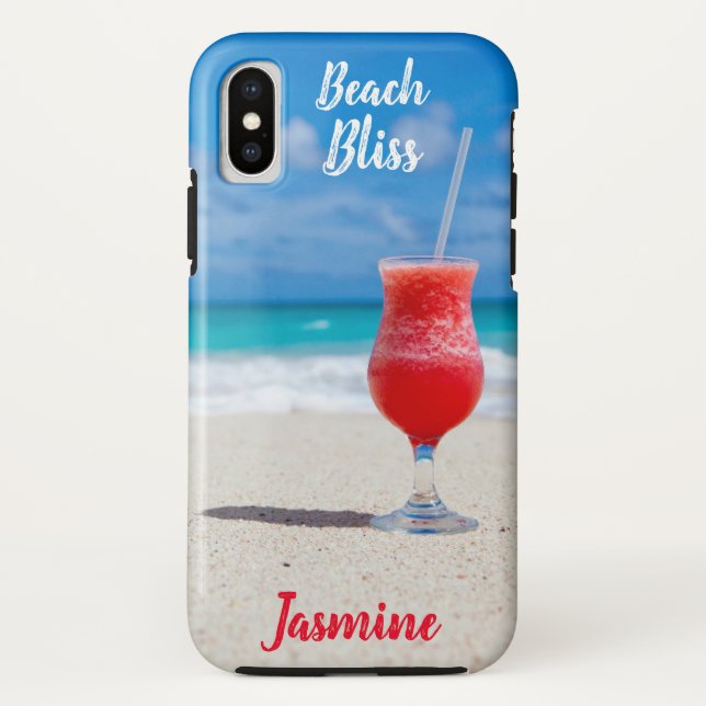 Beach Bliss Tropical Blue Ocean Custom Name Case-Mate iPhone Case (Back)