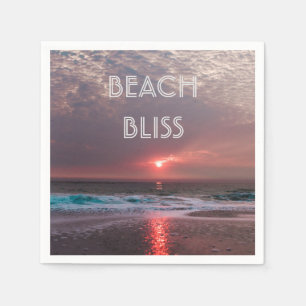 Beach Bliss Tropical Paradise Sunset Editable Napkin