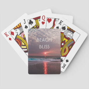 Beach Bliss Tropical Paradise Sunset Tree Editable Playing Cards