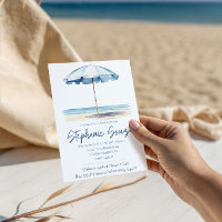 Beach, Blue and White Umbrella, Bridal Shower
