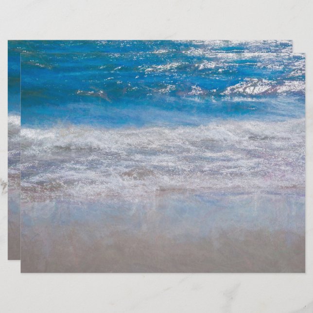 Beach Blue Coastal Ocean Waves Tropical Art (Front/Back)