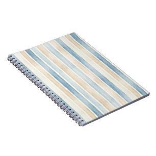 Beach Blue Cream Stripes Notebook