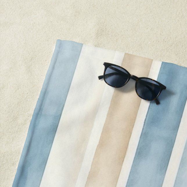Beach Blue Cream Stripes Towel (In Situ)