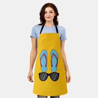 Beach Blue Flip Flops and Black Sunglasses Apron