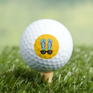 Beach Blue Flip Flops and Black Sunglasses Golf Balls
