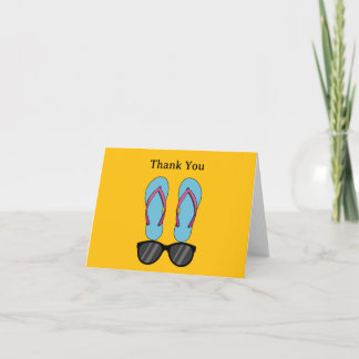 Beach Blue Flip Flops and Black Sunglasses Thank You Card