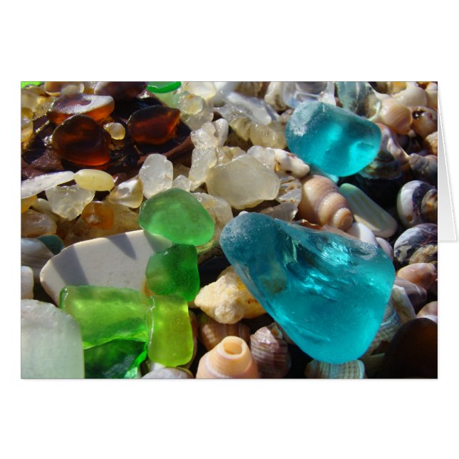 Beach Blue Green Sea Glass Agate Rocks Shells (Front Horizontal)