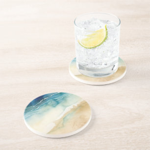 Beach Blue Ocean Sand Wedding Coaster