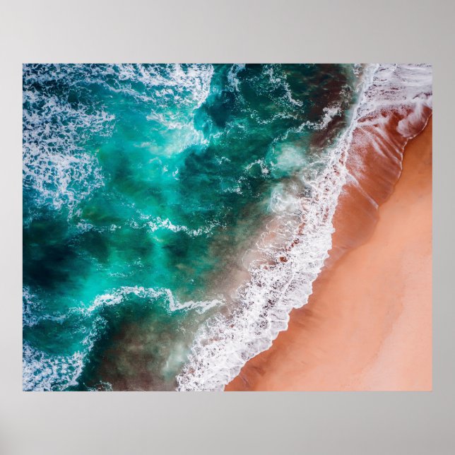 Beach Blue ocean wave coastal Poster (Front)