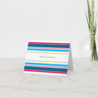 Beach Blue & Pink Candy Stripes Personal Note Card