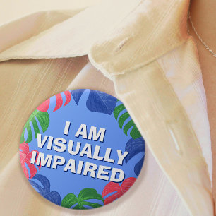 Beach Blue Pink Leaves Visually Impaired 3 Cm Round Badge