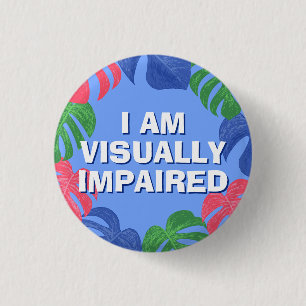 Beach Blue Pink Leaves Visually Impaired 3 Cm Round Badge
