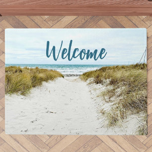 Beach blue sand custom photo home welcome doormat