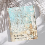 Beach blue sand starfish shell 2025 planner<br><div class="desc">A rustic beach scenery.  Driftwood,  sand,  seashell and starfish.   Personalise and add your name and a text.</div>