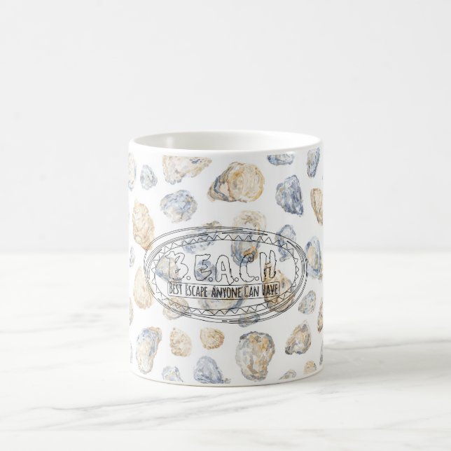 Beach Blue Sea Shells Coffee Mug (Center)