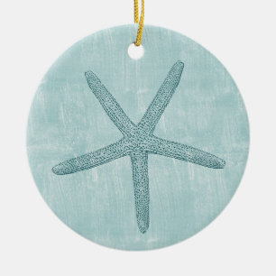 Beach Blue Starfish Ceramic Tree Decoration