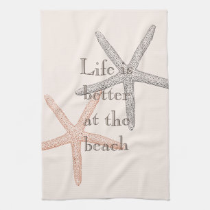 Beach Blue Starfish Tea Towel