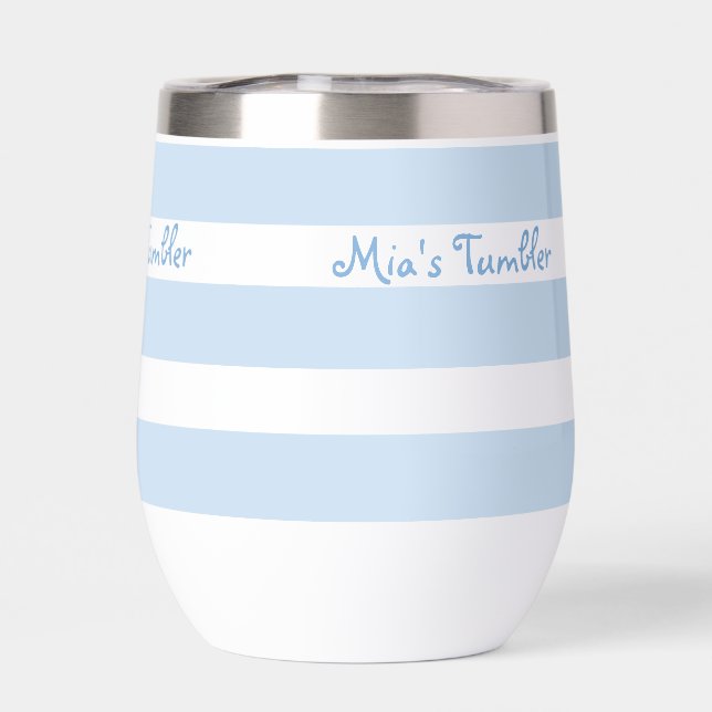 Beach Blue Strp PERSONALIZED Insulated Tumbler Cup (Back)