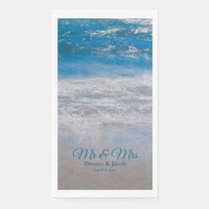 Beach Blue Tropical Ocean Waves Coastal Wedding Napkin