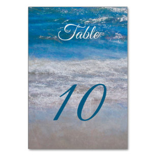 Beach Blue Tropical Ocean Waves Table Number