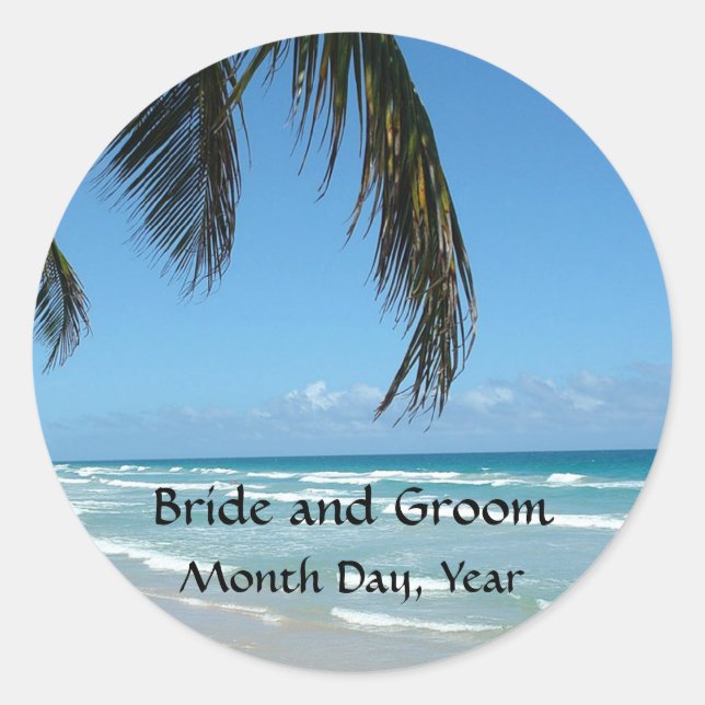 Beach - Blue Water and White Sand Classic Round Sticker (Front)