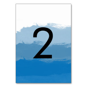 Beach Blue Watercolor Wedding Table Number